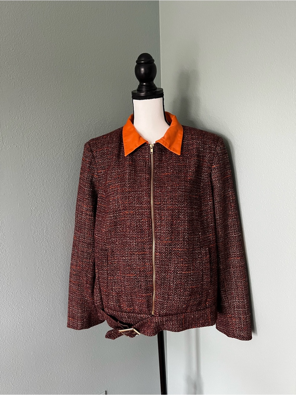 Deborah Ann Mack Jacket Size 6 Oversized waist jacket with lambskin